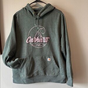 Carhartt Forest Hoodie with Pink Emblem